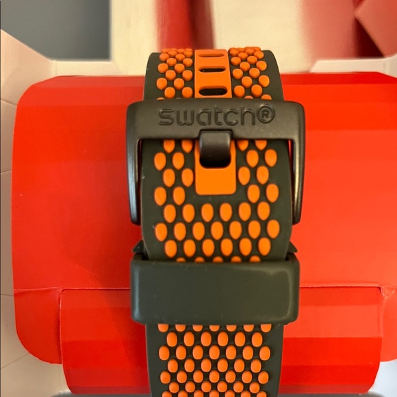 Swatch Big & Bold Dark Green and Orange Men's Watch - Picture 5 of 7